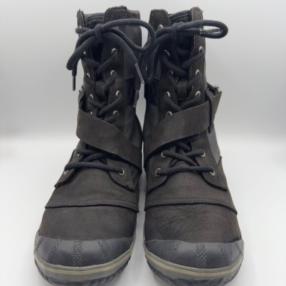 Sorel Slim Boot Lace Up Black Ankle Boots Heel Women Size 11 Winter Warm READ - Picture 2 of 14